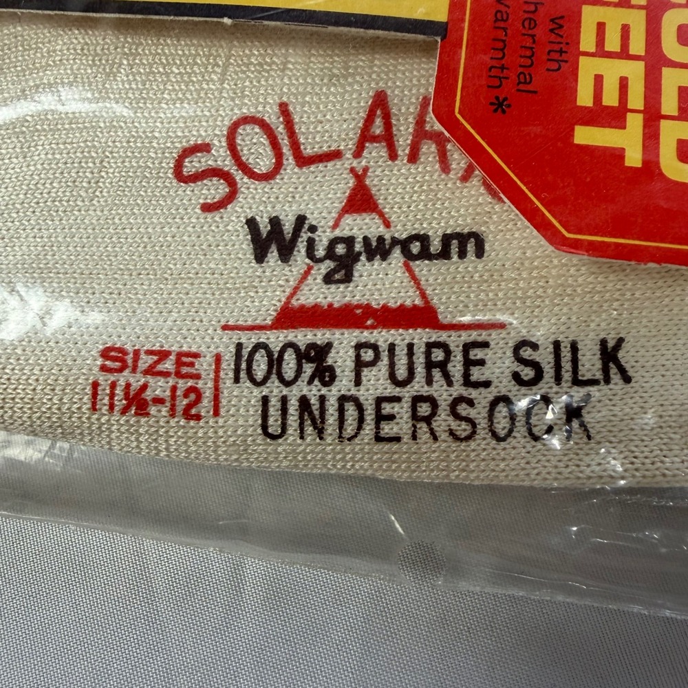 Vintage Wigwam Solaris 100% Silk Undersocks Thermal Liner Socks Size 11.5-12 NOS